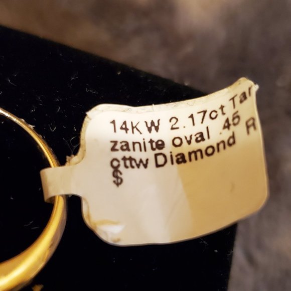 14K yellow gold & white gold RING, 2.17 ct Tanzanite & .45 ct Diamond,Sz 7, NWOT - Picture 8 of 10